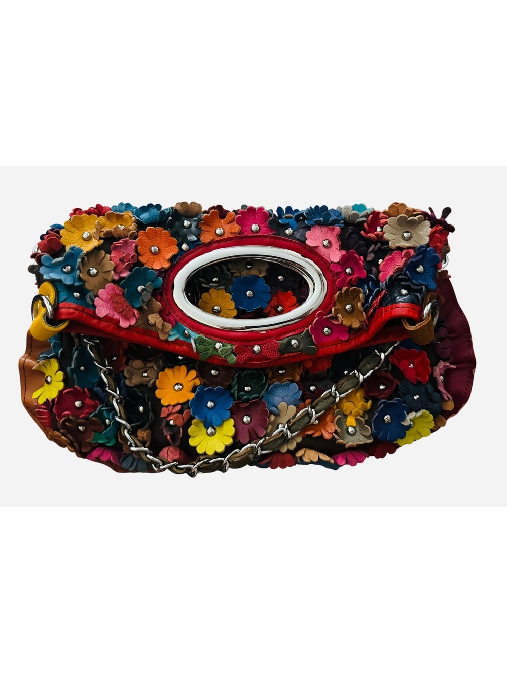 NWOT Genuine Leather 3D Flower Handbag